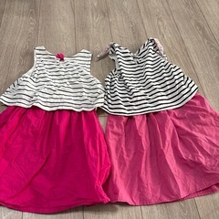 ストライプノースリーブワンピース2着セット120.110の画像