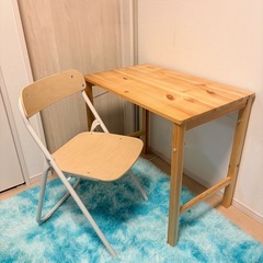 無印良品🌿 折りたたみデスク＆チェアセット｜天然木パイン材｜美品✨️の画像