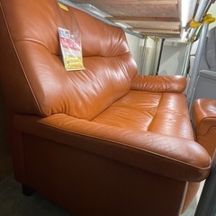 配達可【2人掛けソファ　レザータイプ】【オレンジ】【管理番号11812】九の画像