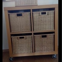 【0円】無印良品　シェルフ（棚）・カゴ4個付きの画像