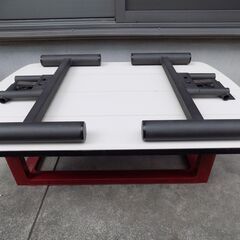 折畳アイアンレッグ　ローテーブル　巾90cm　奥行59cm　高さ32cm　ライトグレーXブラック　経年品　脚部分サビあり　【非対面取引です】の画像