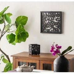 アートパネル 木彫り ロータス フラワーの画像