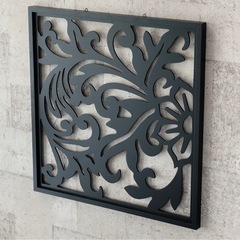 アートパネル 木彫り リゾート フラワー 約 W 60cm D 2.5cm H 60cm の画像