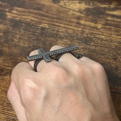 OZabstract クロス2連シルバーリング ジルコニア定価5.5万の画像