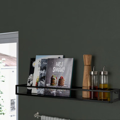 【IKEA】ウォールシェルフ 壁収納 スチール製 ブラック 壁掛け棚 LINDÅSEN リンドーセンの画像