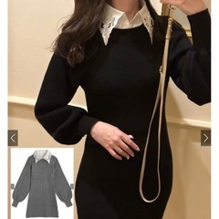 グレイル レース襟付きニットミニワンピース[dr655] GRLの画像