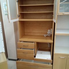 リユースのサカイ栃木店★ジモティ割あり★ NITORI 食器棚　コパン80 ライトブラウン W80×D41×H180.5 クリーニング済み TC12030の画像