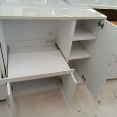 リユースのサカイ栃木店★ジモティ割あり★ NITORI レンジ台 ホワイト W89.5×D39.5×H89 クリーニング済み TC12033の画像