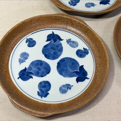 パスタ皿揃 5枚セット 伊賀なす なす絵皿 土物風 第一陶器の画像