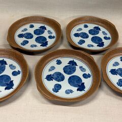 パスタ皿揃 5枚セット 伊賀なす なす絵皿 土物風 第一陶器の画像