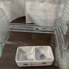 【ハムスター飼育ケース】GEX グラスハーモニー360プラス ＆ マルカン ダブル食器 2個セットの画像