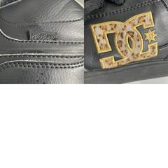 DC ディーシー レオパード スニーカー 合成皮革 ブラック レディース 24.5 ハイカット【古着】【中古】の画像