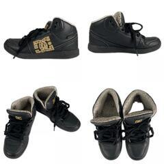 DC ディーシー レオパード スニーカー 合成皮革 ブラック レディース 24.5 ハイカット【古着】【中古】の画像