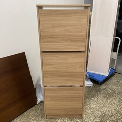 IKEA BISSA  オーク　シューズボックス　3段　シューズラック　　の画像