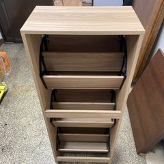 IKEA BISSA  オーク　シューズボックス　3段　シューズラック　　の画像