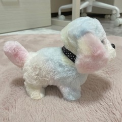 動く犬のぬいぐるみ 首輪付き パステルカラー カラフルの画像