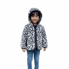 【100cm】B.J.G ヒョウ柄 フード付きアウターの画像
