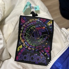 adidas アディダス ナイロンジャケット ブルー ホワイト トレフォイル Mの画像