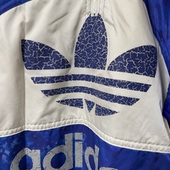 adidas アディダス ナイロンジャケット ブルー ホワイト トレフォイル Mの画像