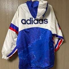 adidas アディダス ナイロンジャケット ブルー ホワイト トレフォイル Mの画像