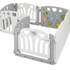 ベビーサークル 8枚セット　ホワイト＆グレーの画像