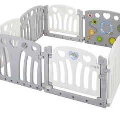 ベビーサークル 8枚セット　ホワイト＆グレーの画像