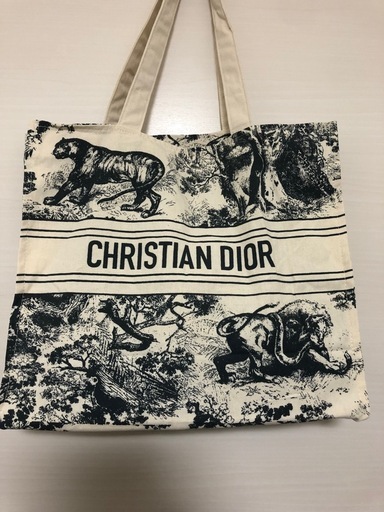 Christian Dior  ディオール　ノベルティ  トートバッグ　トワルドゥジュイ  Christian 底板あり　ブルー　　　　　