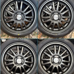 ㊸165/55R15新品タイヤ4本と中古美品ホイールと新品ナット付きの画像