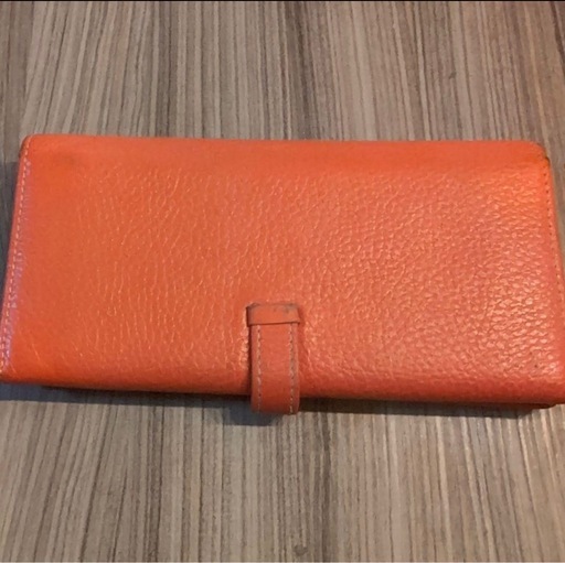 HERMES オレンジ レザー 長財布 エルメスのベアン スフレ、エプソンレザー
