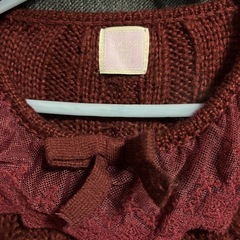 アクシーズファム axes femmeキッズ ニット リボン ワンピース ボルドー 122～128の画像