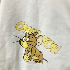 【訳あり】トムとジェリー 刺繍パーカー 裏起毛 ホワイト 白 XL相当の画像