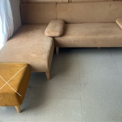 FLANNEL SOFA MAROON カウチ付きソファ＋クッション2個付の画像