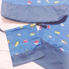 H2944 車　パトカー　新品　レッスンバッグ　 巾着袋　入園　入学準備　まとめの画像