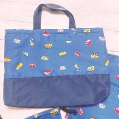 H2944 車　パトカー　新品　レッスンバッグ　 巾着袋　入園　入学準備　まとめの画像