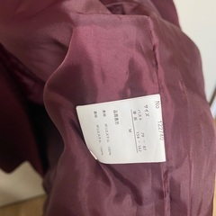 バーガンディ ダブルブレスト ロングコート. サイズ　Mの画像