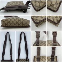 GUCCI グッチ GGスプリーム 92562 ショルダーバッグ クロスボディ 斜め掛け サコッシュ ロゴ型押し PVC レザー 本革 ブラウン 茶 ベージュ レディース メンズ ユニセックスの画像