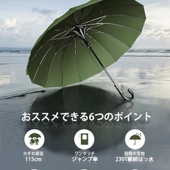 ✨新品✨【超大きいサイズ・頑丈な16本骨】 傘 直径115cm 高強度グラスファイバー骨の画像