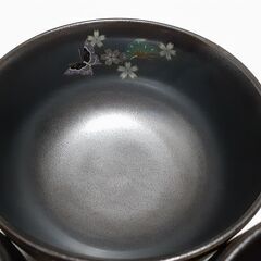 ♪新品未使用♪　美濃焼　瑞陶　蝶友禅　高級ブラック和食器多用椀とお盆 ３セットの画像