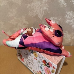 ねこぬいぐるみ  ピンク女の子プリント 着物作家ハンドメイドの画像