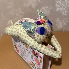 ねこぬいぐるみ お花柄 着物作家ハンドメイドの画像
