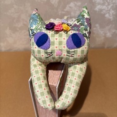ねこぬいぐるみ お花柄 着物作家ハンドメイドの画像