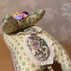 ねこぬいぐるみ お花柄 着物作家ハンドメイドの画像