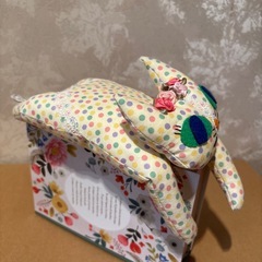 ねこぬいぐるみ ドット柄 着物作家ハンドメイドの画像