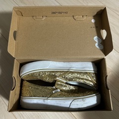 VANS バンズ ゴールド グリッター 厚底 スニーカー スリッポンの画像
