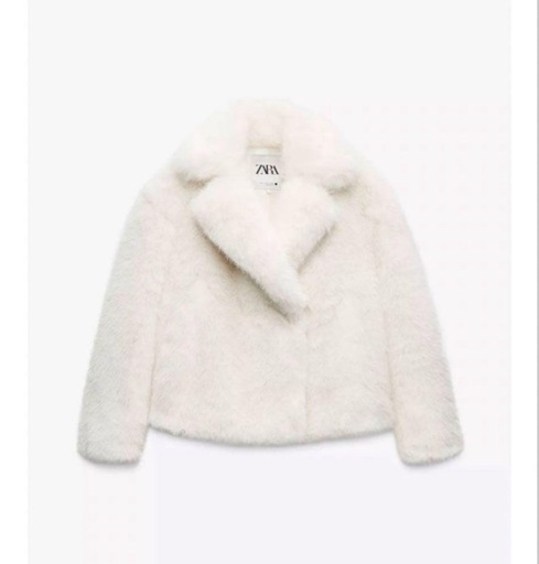 ZARA フェイクファージャケット ZW COLLECTION ホワイト 白