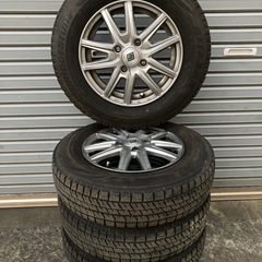 No.183スタッドレスタイヤ145/80/R13  4H PCD100 アルミホイール付4本セットの画像