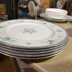 Wedgwood ウエッジウッド 皿 花柄 約27cm 5枚セット ホワイト ブルー プレート 大皿 洋食器 食器 アンティークの画像