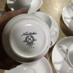 ノリタケ Noritake ティーカップ 4個 プレート6枚 ミルクポット セット ソーサー カップ ホワイト コーヒーカップの画像