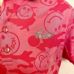 美品 Dance with dragon ポロシャツ 半袖Tシャツ ゴルフウェア ダンスウィズドラゴン ピンク サイズ2の画像