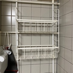 【12/19まで】キッチン用 突っ張り棚（ホワイト）ワイヤーラック キッチン収納の画像